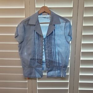Liz Claiborne Light Blue Linen Blouse